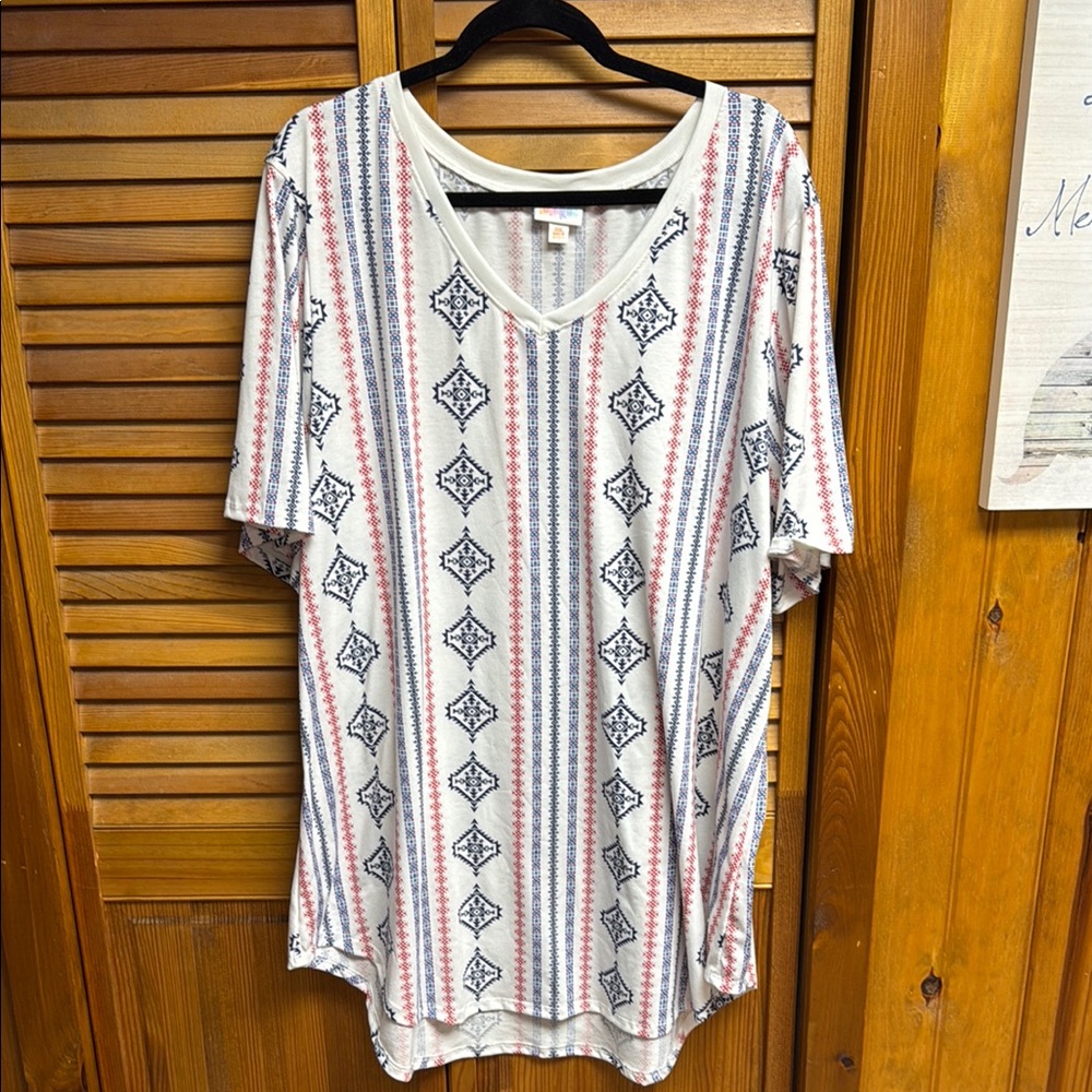 Patterned V-Neck Women's Top